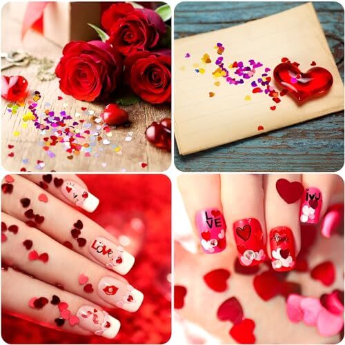 8 Sheets Heart Nail Art Stickers,Valentine’s Day Nail Stickers 3D Self Style-2