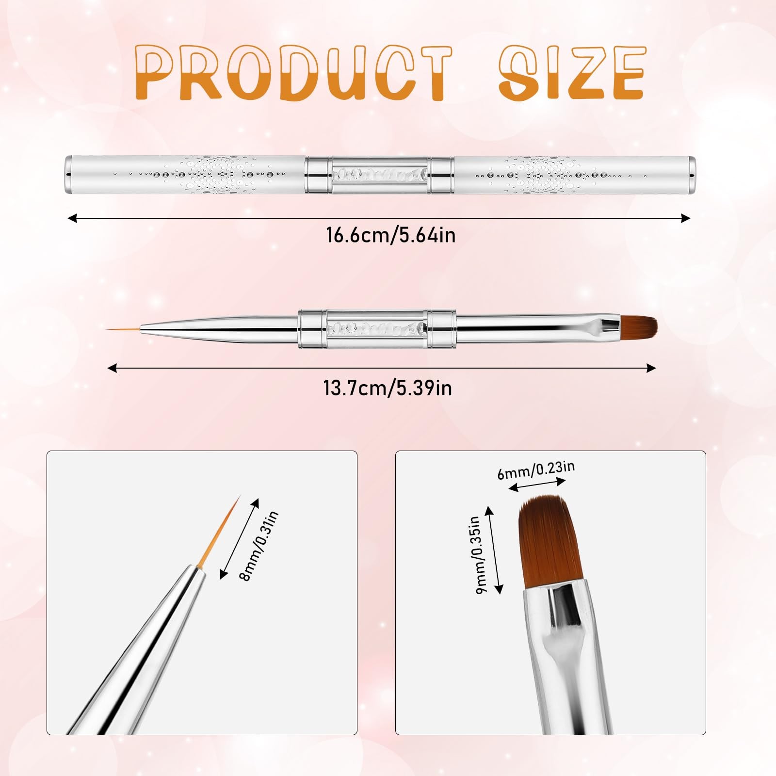 2Pcs Double Ended Nail Art Brushes Hard Gel Brush Builder White