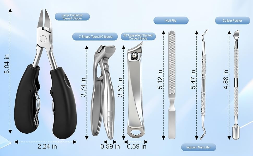 6-in-1 Toenail Clippers for Seniors with Thick Nails – Heavy Duty Wide Opening