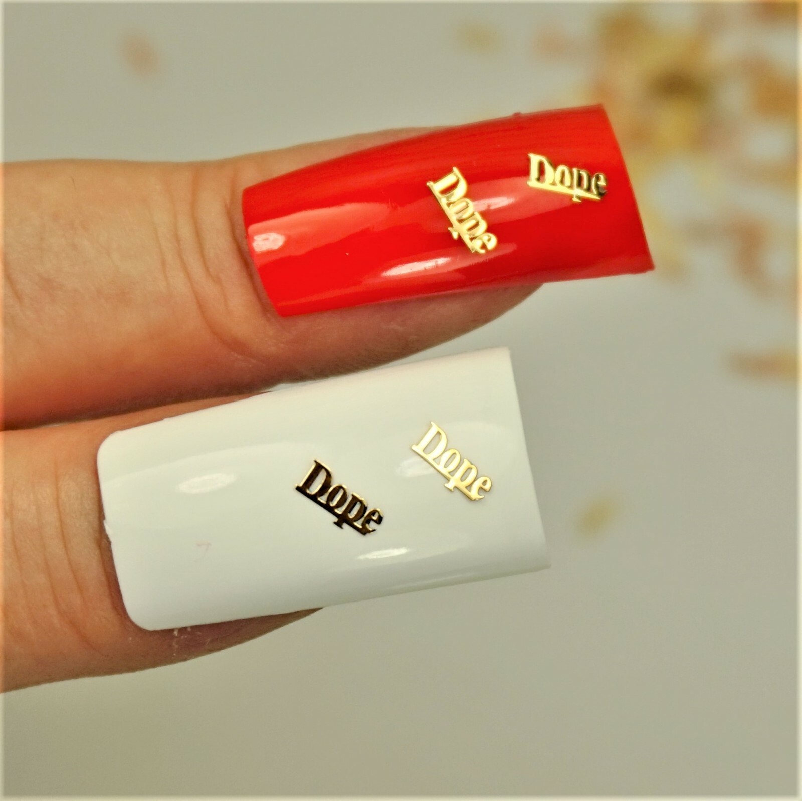 25 GOLD METAL “DOPE” NAIL CHARMS NAIL DECALS SMALL GIFT IN BOX FOR WOMEN