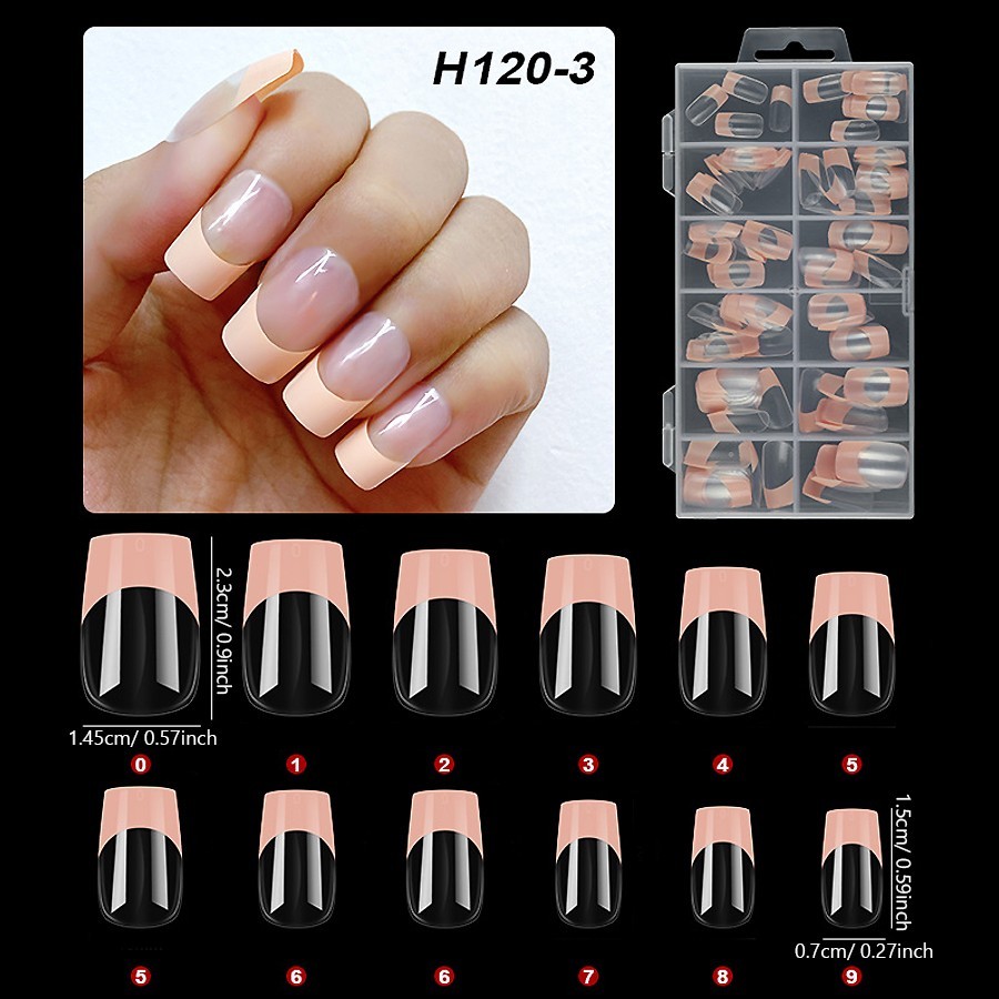 120Pcs False Nail Tips Short French Half Cover Artificial Acrylic Nails Clear