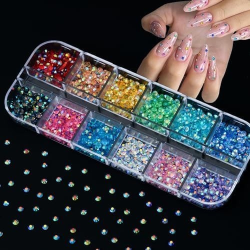 8 Boxes 3D Nail Charms and Gems Bulk Cute Charms for Nails Design Kit Bling Crys