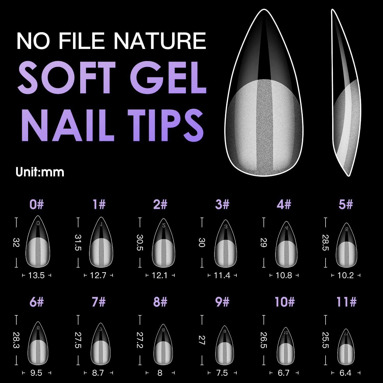 Medium Stiletto Soft 600PCS Pre Buff Full Cover Half Matte Gel Nail Tips