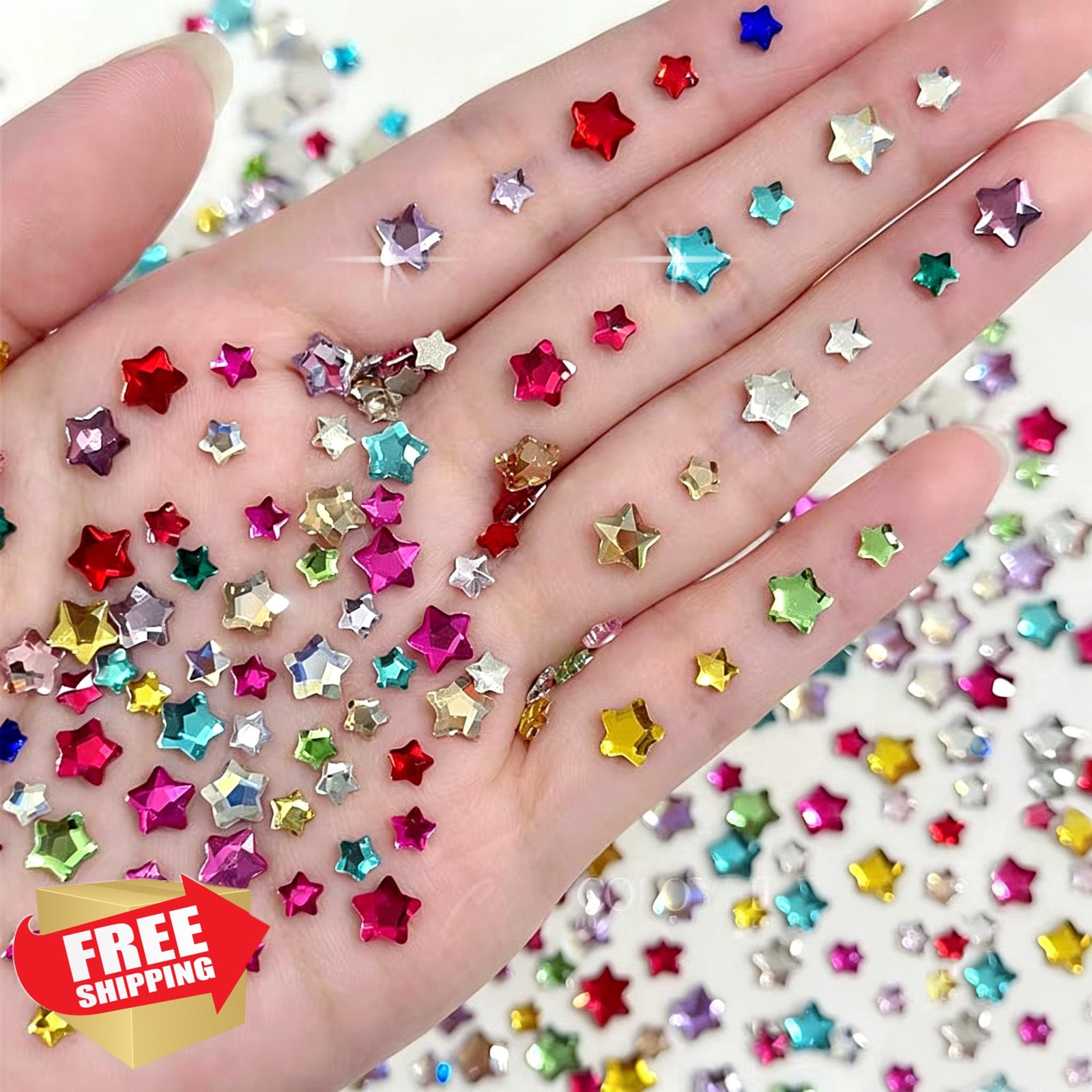 Tephrent 300pcs Blue Star Nail Charms