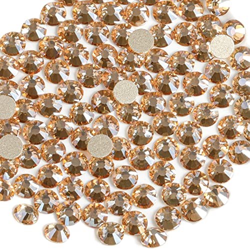 Flat Back Crystal Rhinestones Round Gems for Nail SS20/1440pcs Golden Shadow