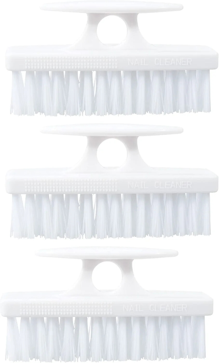 Superio Nail Brush Set 3 Pack Cleaner with Handle Durable Brush Scrubber – White