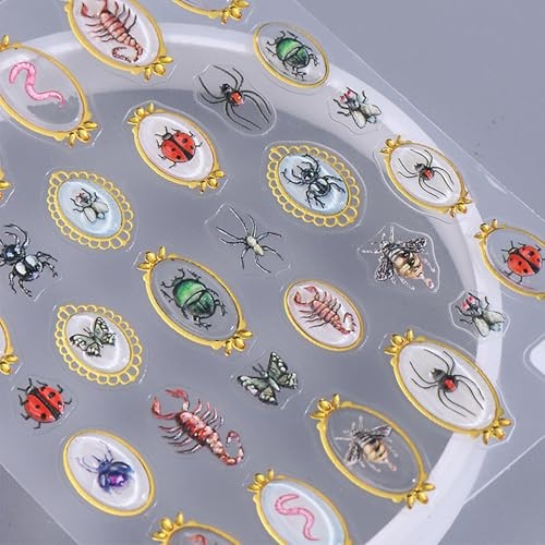 Spring Summer Nail Art Stickers 5D Embossed Insect Nail Decals Style-10