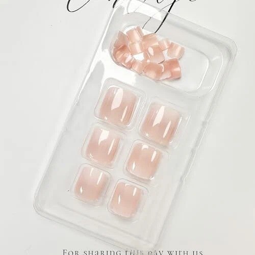 Press on Toenails Ombre Pink Fake Toe Nails Square False Toenails style23