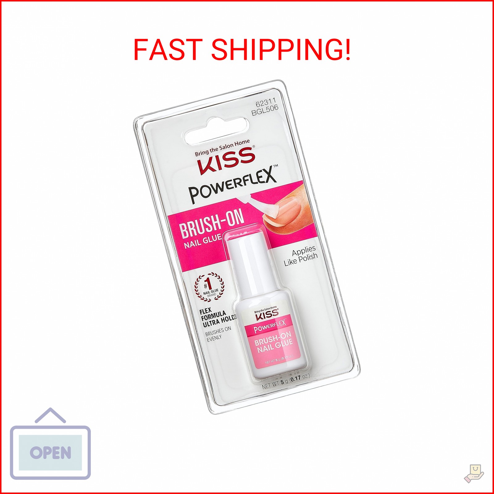 Kiss PowerFlex Nail Glue for Press Ons, Brush-On Applicator for Kits, Tips & Wra