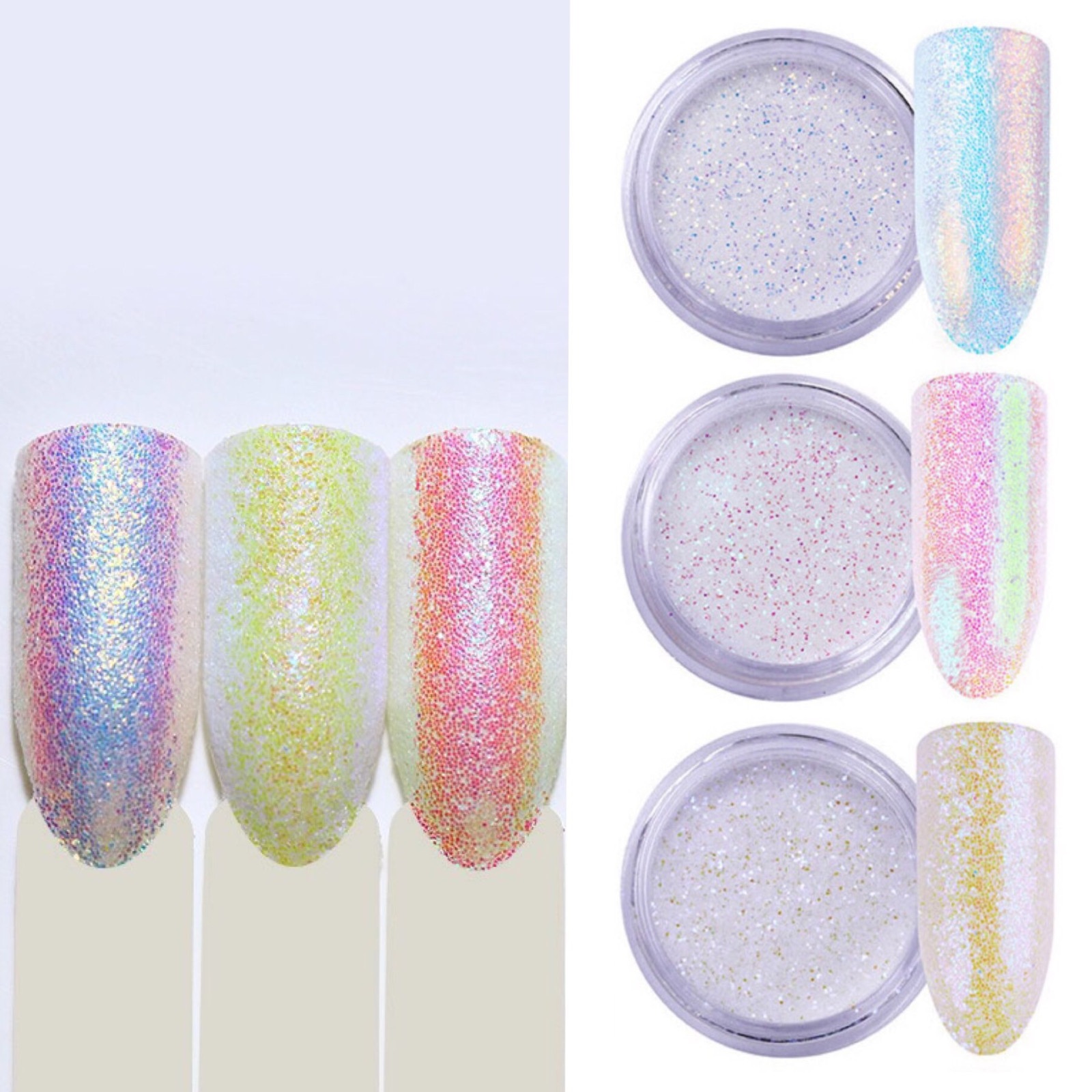 Unicorn Aurora White Sequins Nail Art Glitter Powder MERMAID EFFECT Small Flakes