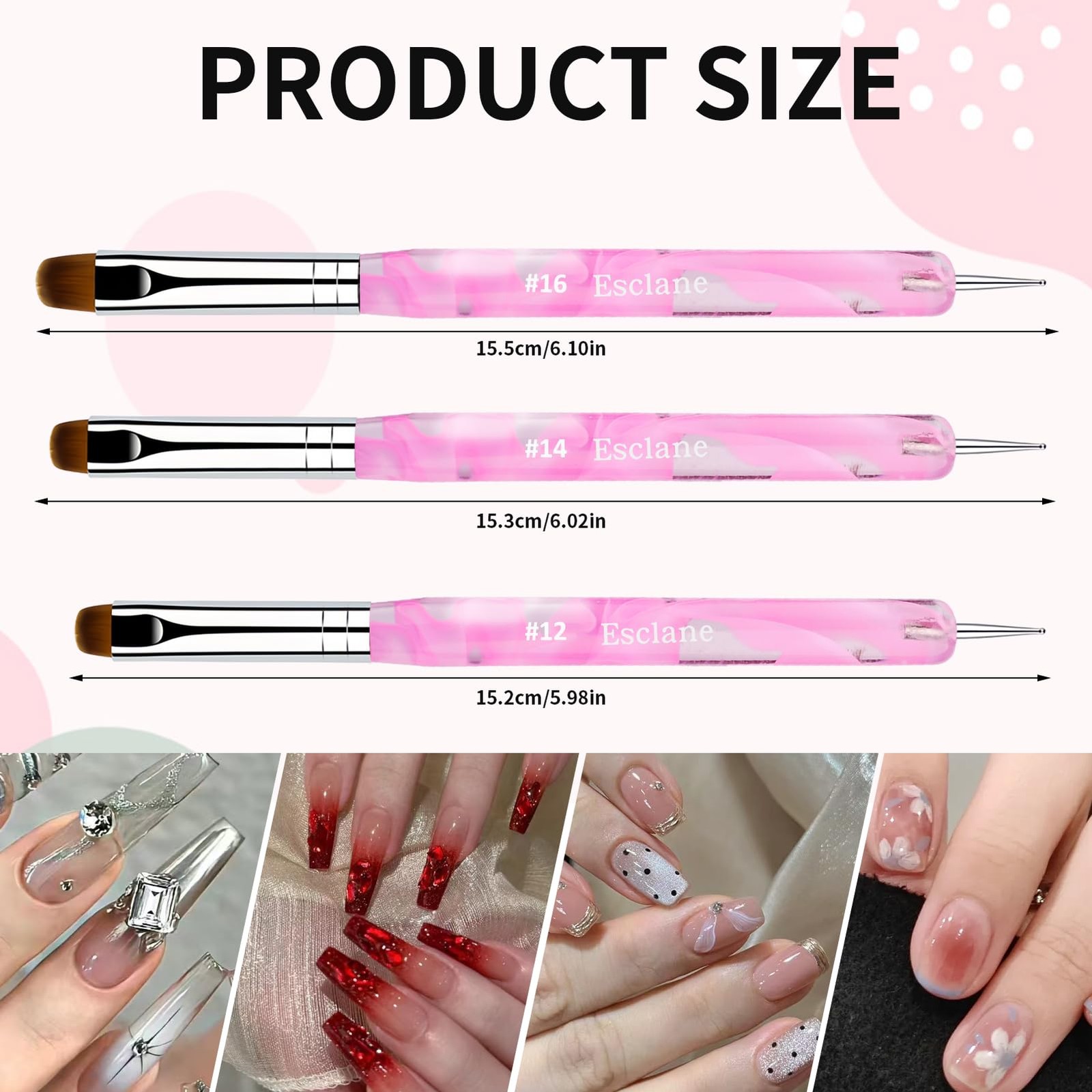 French Manicure Brush, 2 Way French Nail Brush with Dotting Tool for Manicure…