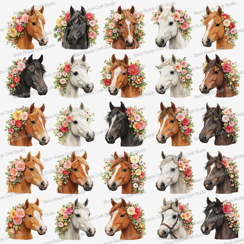 Flower Horses Waterslide Nail Art Decals Set Of 50 Instructions Bonus