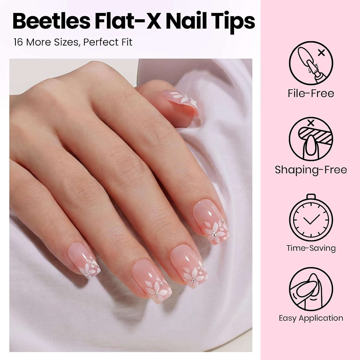Gel Nail Kit Flat-X, Square Short, 320Pcs 16 Sizes Nail Tips | 20G Nail Glue Han