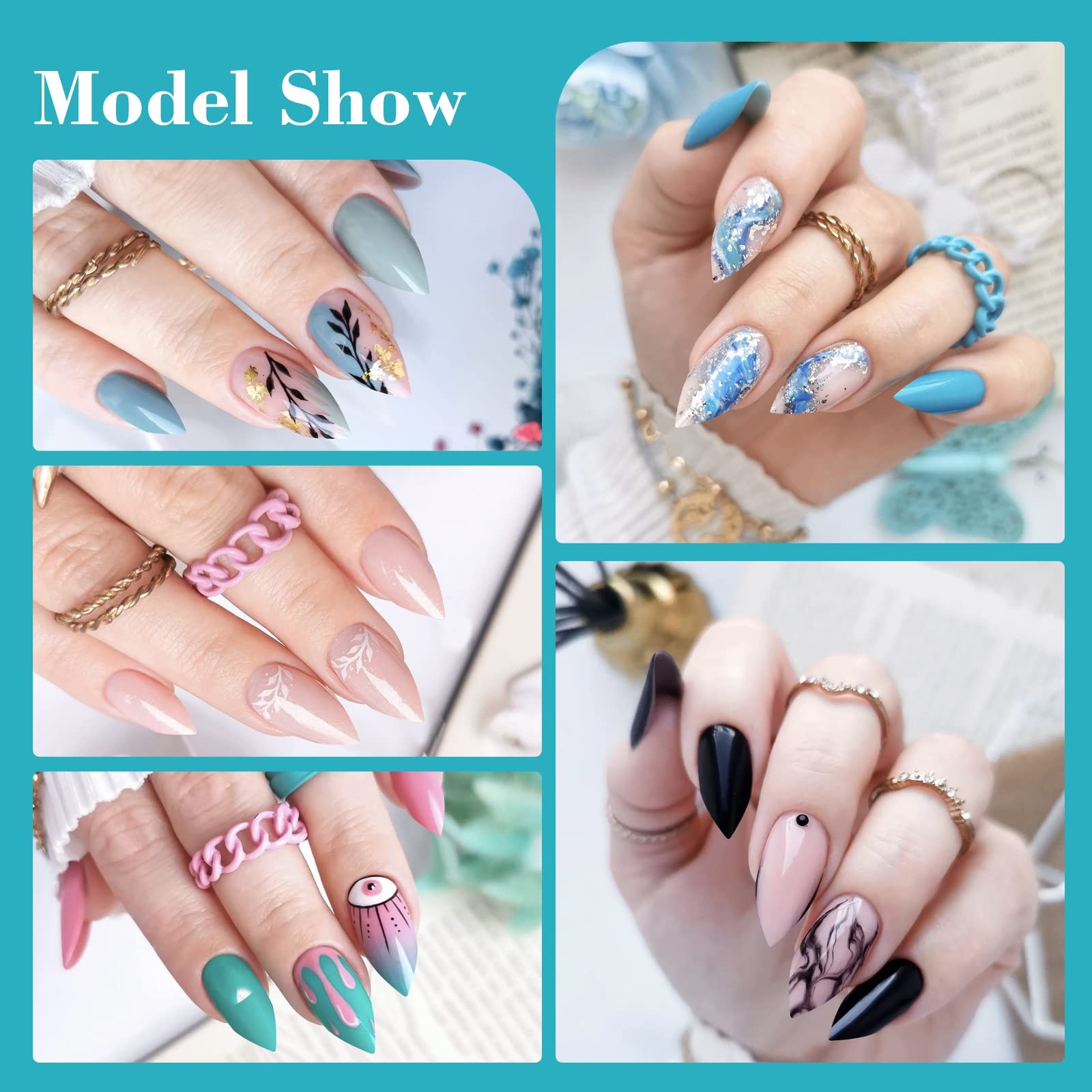 Clear Short Stiletto Nail Tips, 600PCS Half Cover Soft Gel Stiletto Nail Tips…