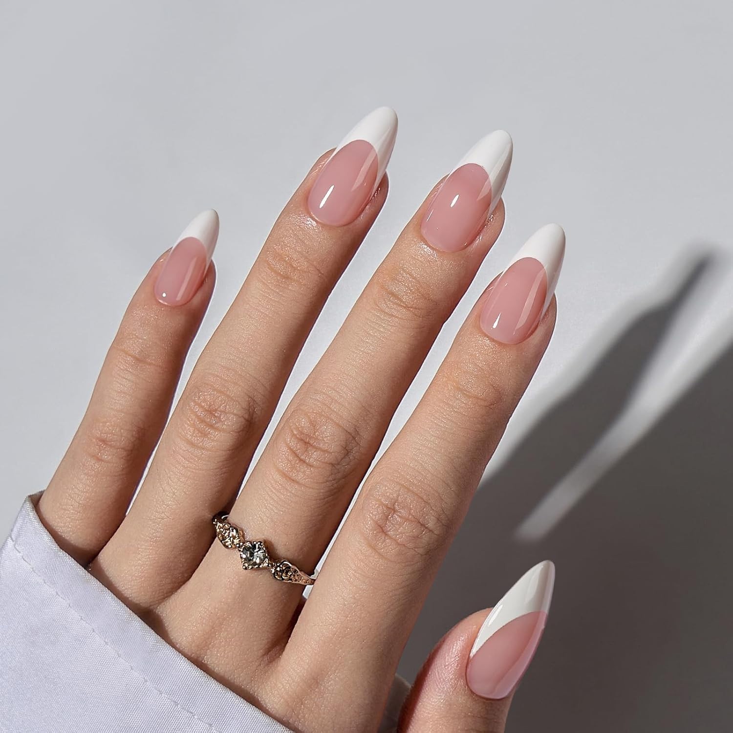 150 Piece French Tip Nails – Pink Almond Gel Tips for Perfect At-Home Manicures