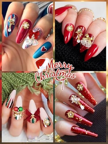 32 PCS Christmas Nail Art Charms Alloy 3D Dangle Nail Art Christmas Bell