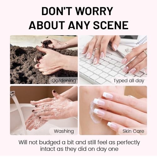 Nude Pink Press on Nails – Short Square Round – Base Glitter Design – Reusable