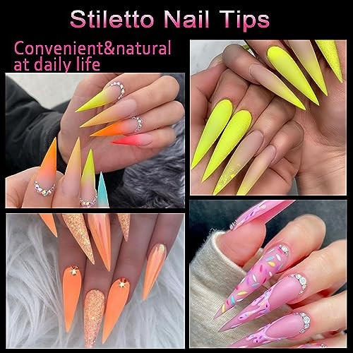500PCS Stiletto Nail Tips Extra Long Nails Clear 500PCS XL Stiletto Nail Tips