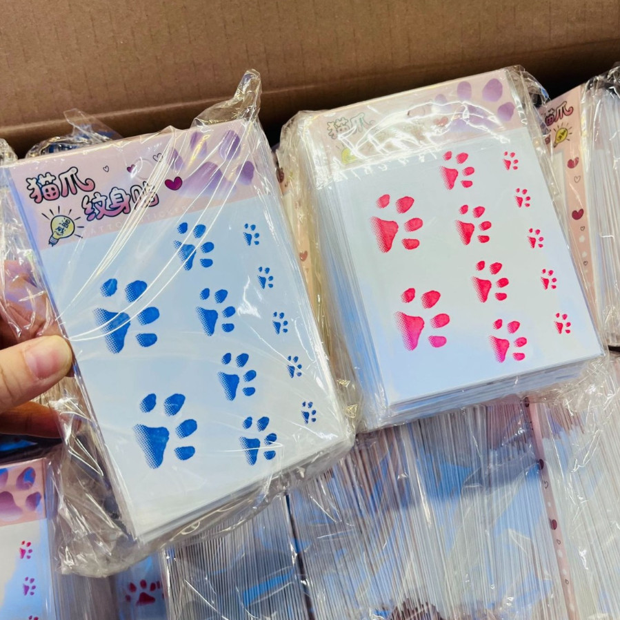 4pcs Warm Up Color Changing Cat Paw Tattoo Stickers Temperature Sensitive NH13