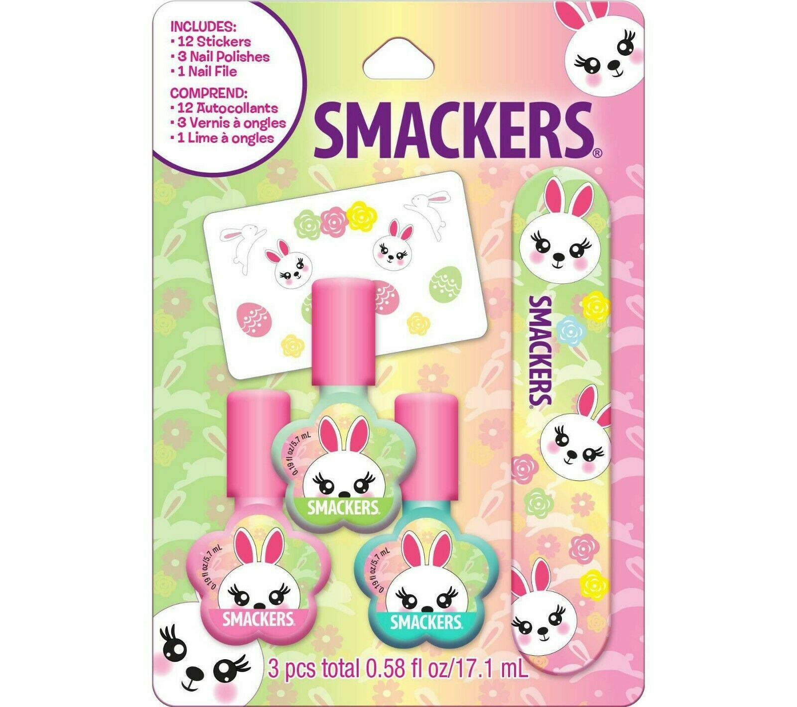 SMACKERS (1) 16pc Set NAIL POLISH Water Based Stickers & File *YOU CHOOSE*