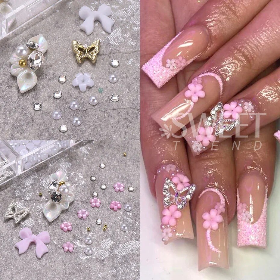 3DNail Charm Flower Nail Art Stickers Decals DIY Art Jewelry Nail Decoration