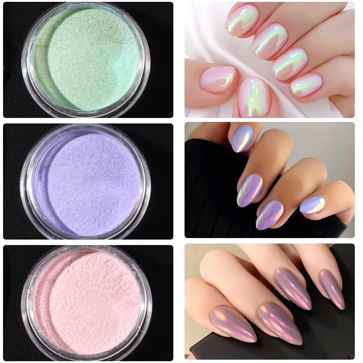 Polvo de uñas cromado con perla de sirena de 10 colores, brillo decoración uñas