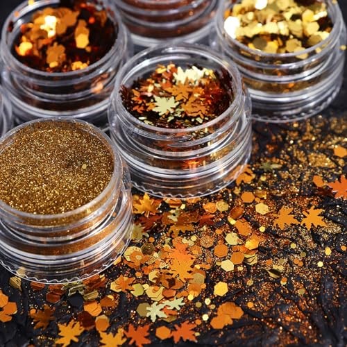 Golden Fall Nail Art Glitters Maple Leaf Nail One size fits all maple leaf1