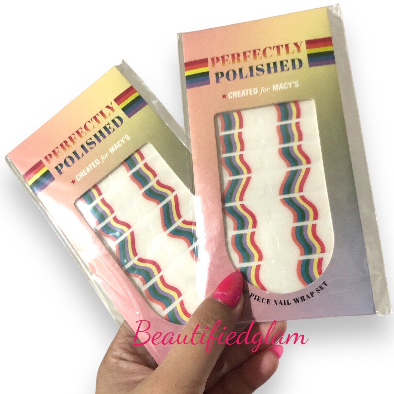 2PC PERFECTLY POLISHED Created for Macys 16 pcs RAINBOW Nail Wrap Set NEW