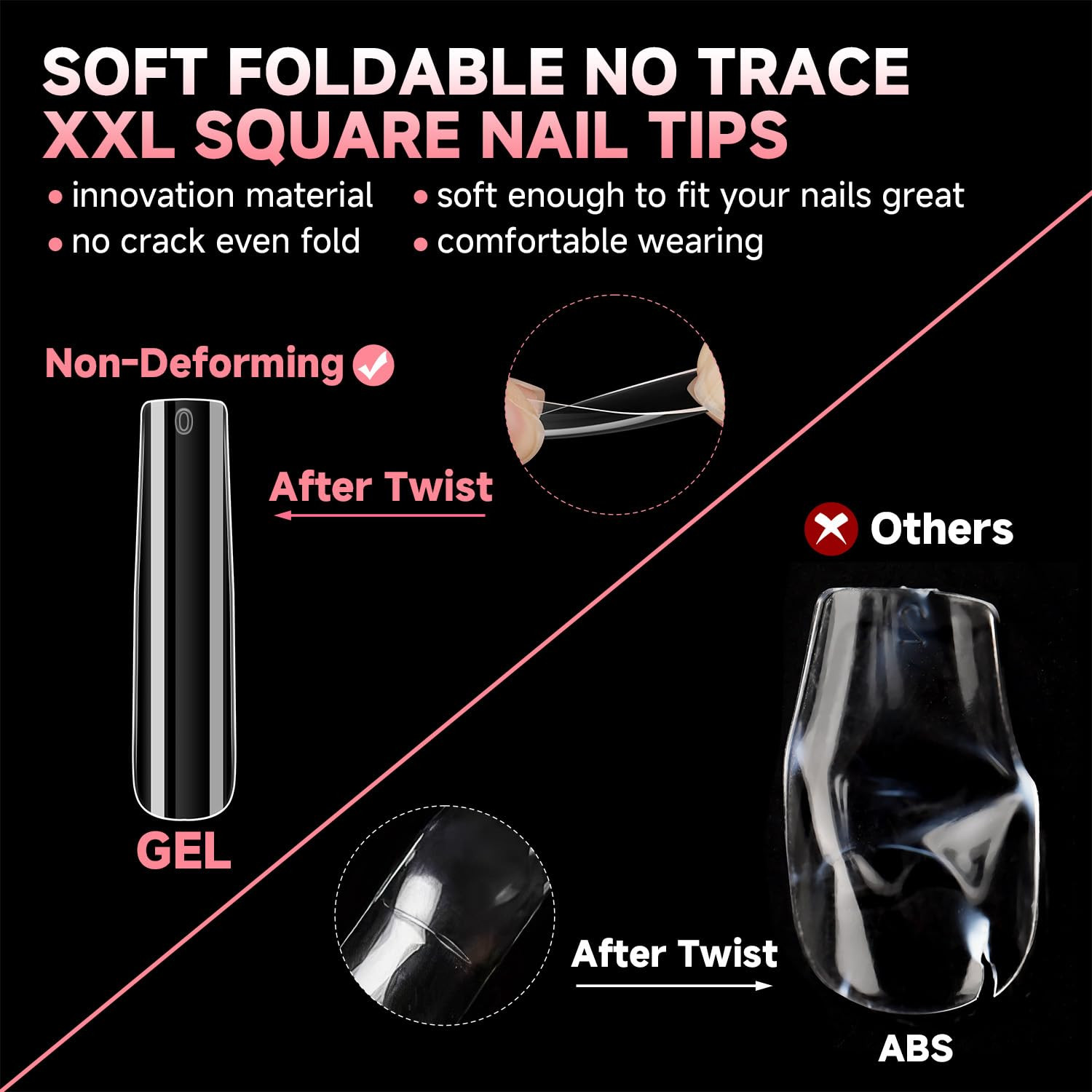 Nail Tips Square Fake Gel Nails Tips 120 PCS No C Curve XXL Extra Long Full C…