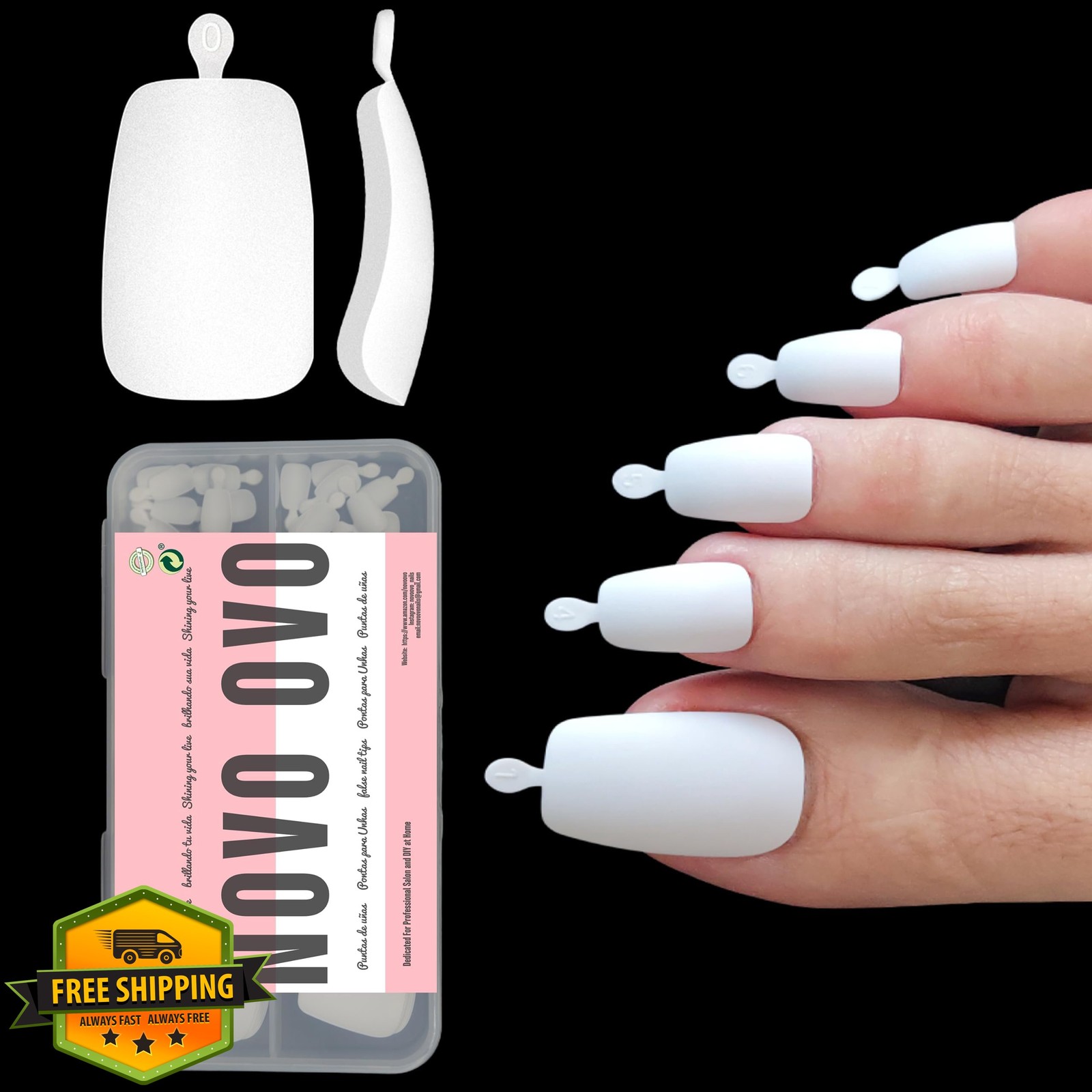 NOVO OVO 120 pcs Long Toe Nail Tips Press on, Curved Full Cover Longtoes Claw…