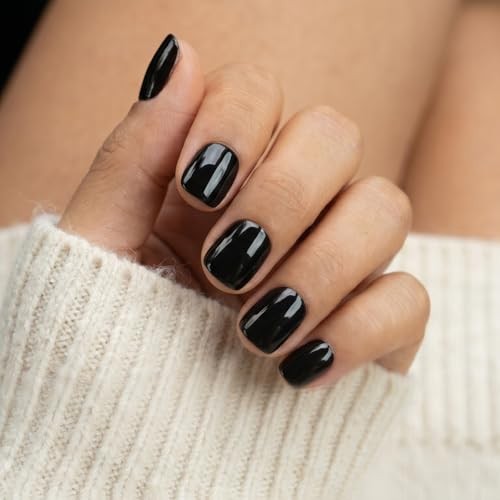 Black Square Nails – Extra Short Press – 32 Pcs – Salon Quality – Black