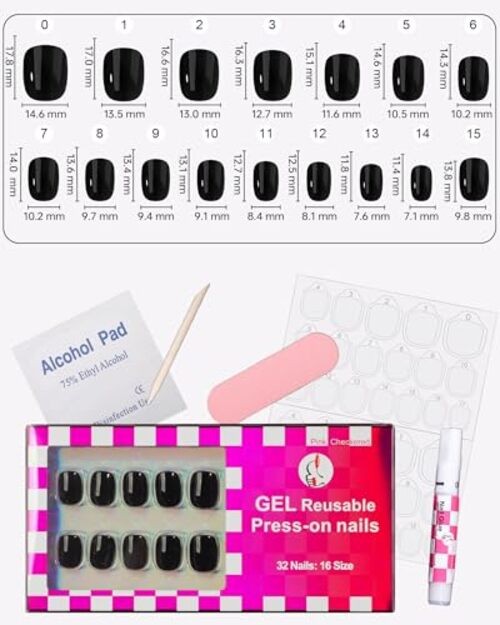 Black Square Nails – Extra Short Press – 32 Pcs – Salon Quality – Black