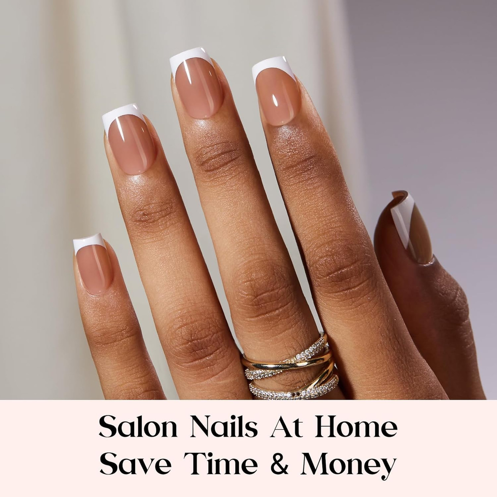 Press On Nails Brown Short Square 150 Pcs Reusable Acrylic Nail Tips Salon