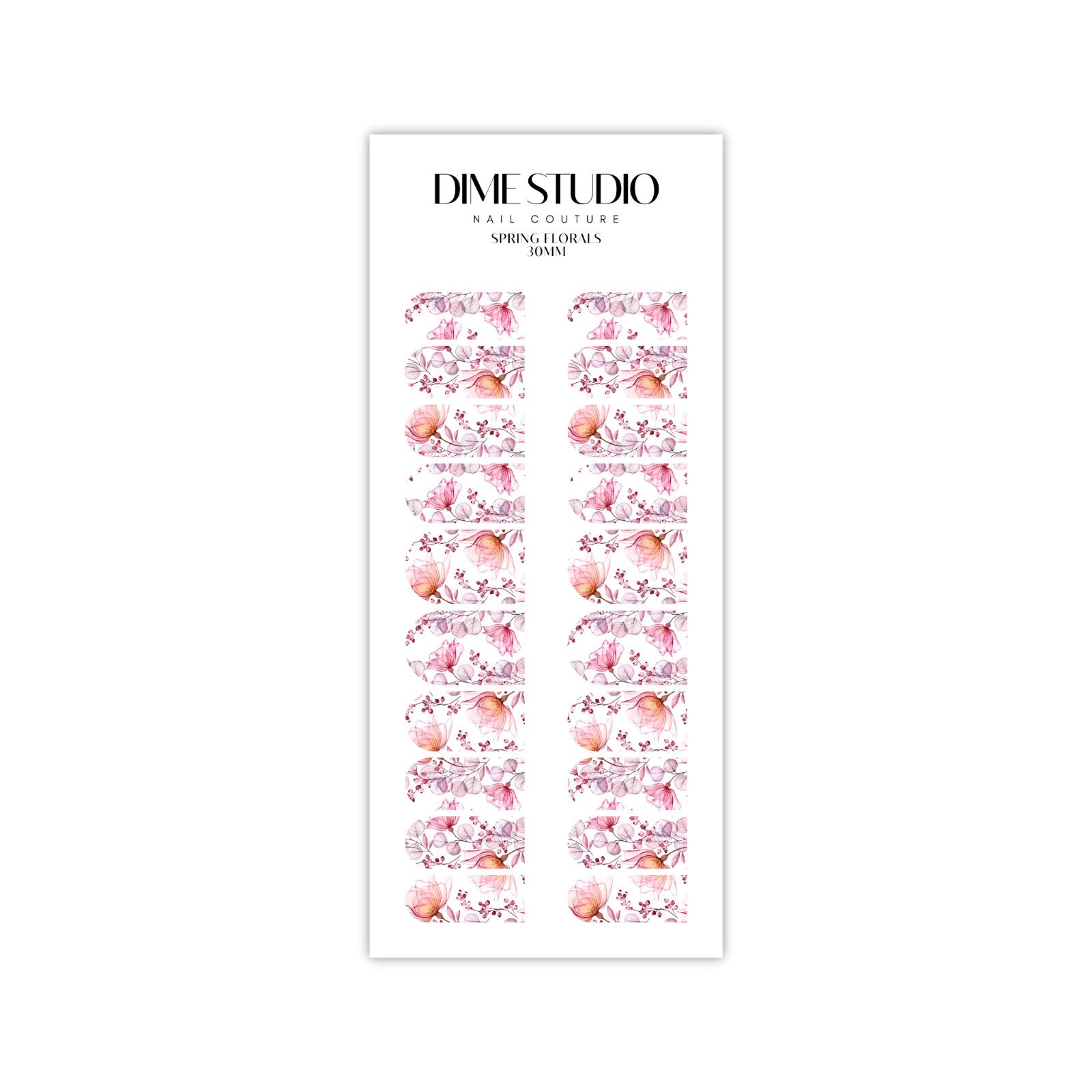 Pink Lily Dried Flower Nail Decals Clear Overlay Nail Wraps Water Transfer