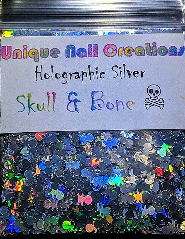 Skull & Bone Shape Glitter~You Choose~Nail•Acrylic•Gel•Body Art•Face•Festival•