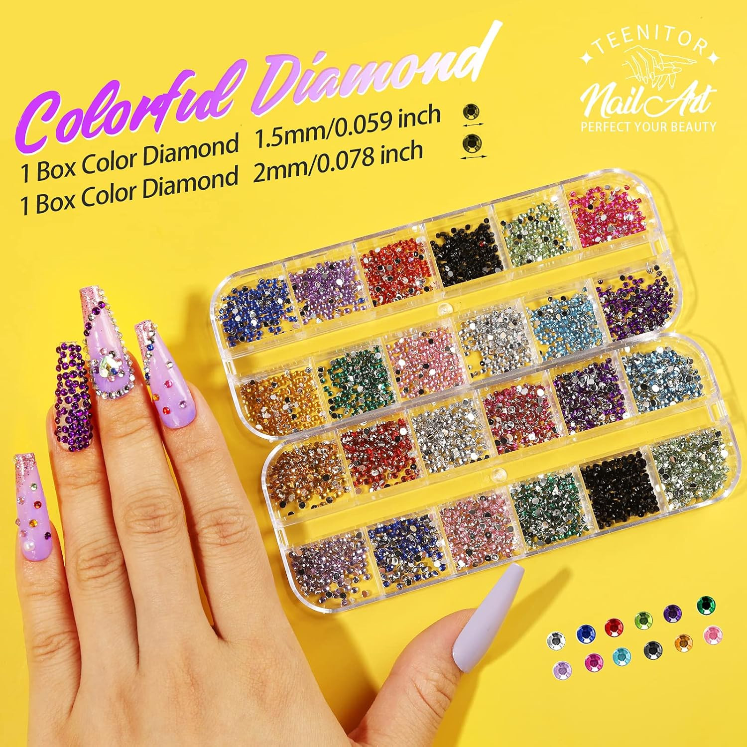 Nail Art Rhinestone & Flake Kit – 41 Boxes of Nail Gems & Accessories