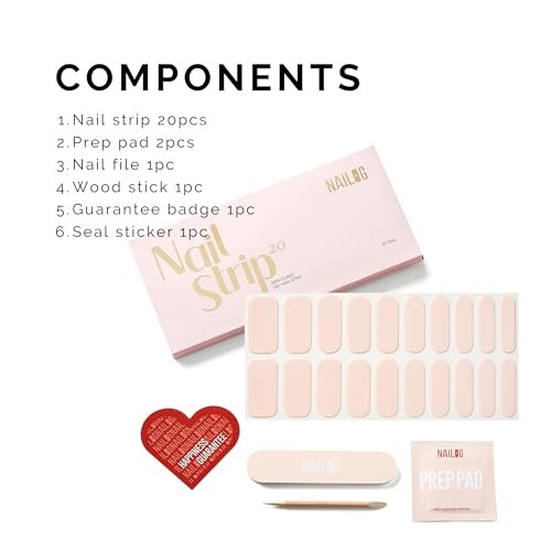 20 Pcs Pink Nail Stickers – Semi Cured Gel Strips – Extra Long Cotton Candy