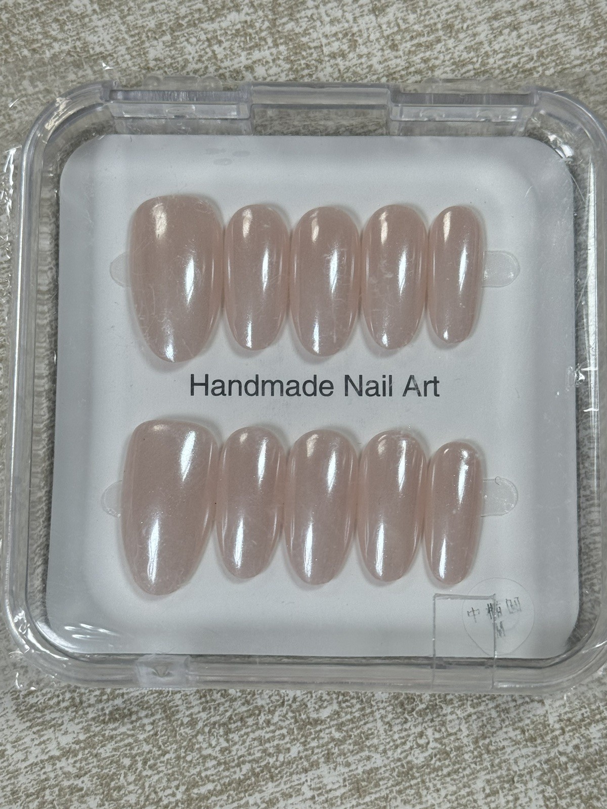 Handmade Press On Nails Nude Beige Glossy Natural Look Size M Nail Set