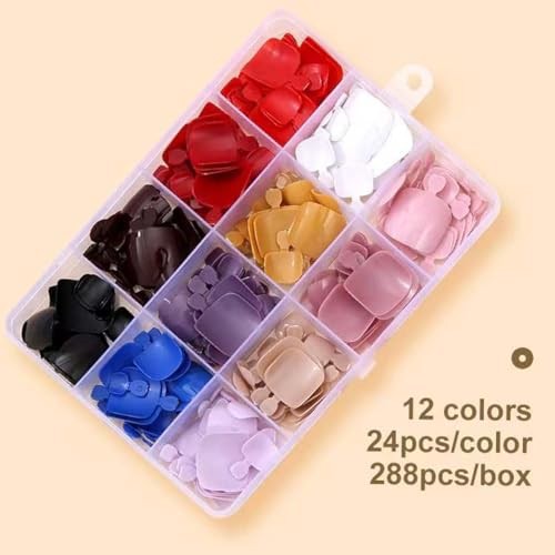 12packs 288pcs Press On Toenails Square Fake Short Solid Color Toenails B005