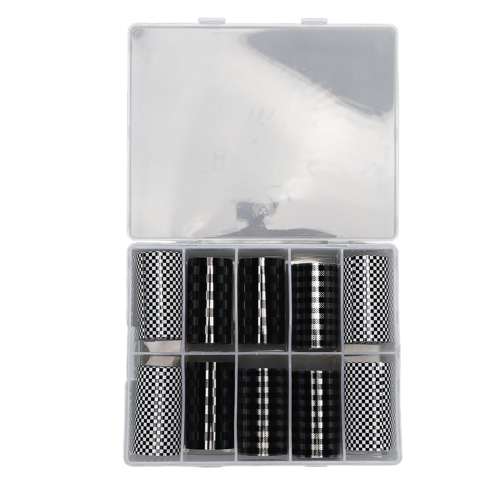 NEW 1 Box Black White Plaid Nail Art Sticker Simple Stylish Safe DIY Nail Art