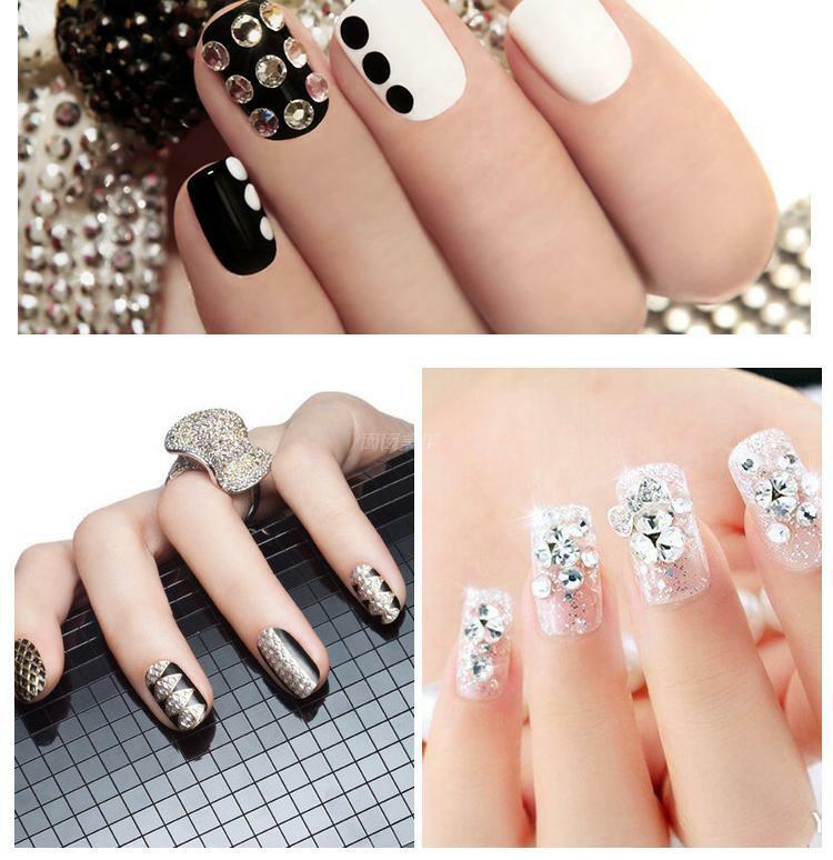 1440pcs Mixed SS4-SS20 Crystal Gold/Silver FlatBack Rhinestones Nail Art Decor