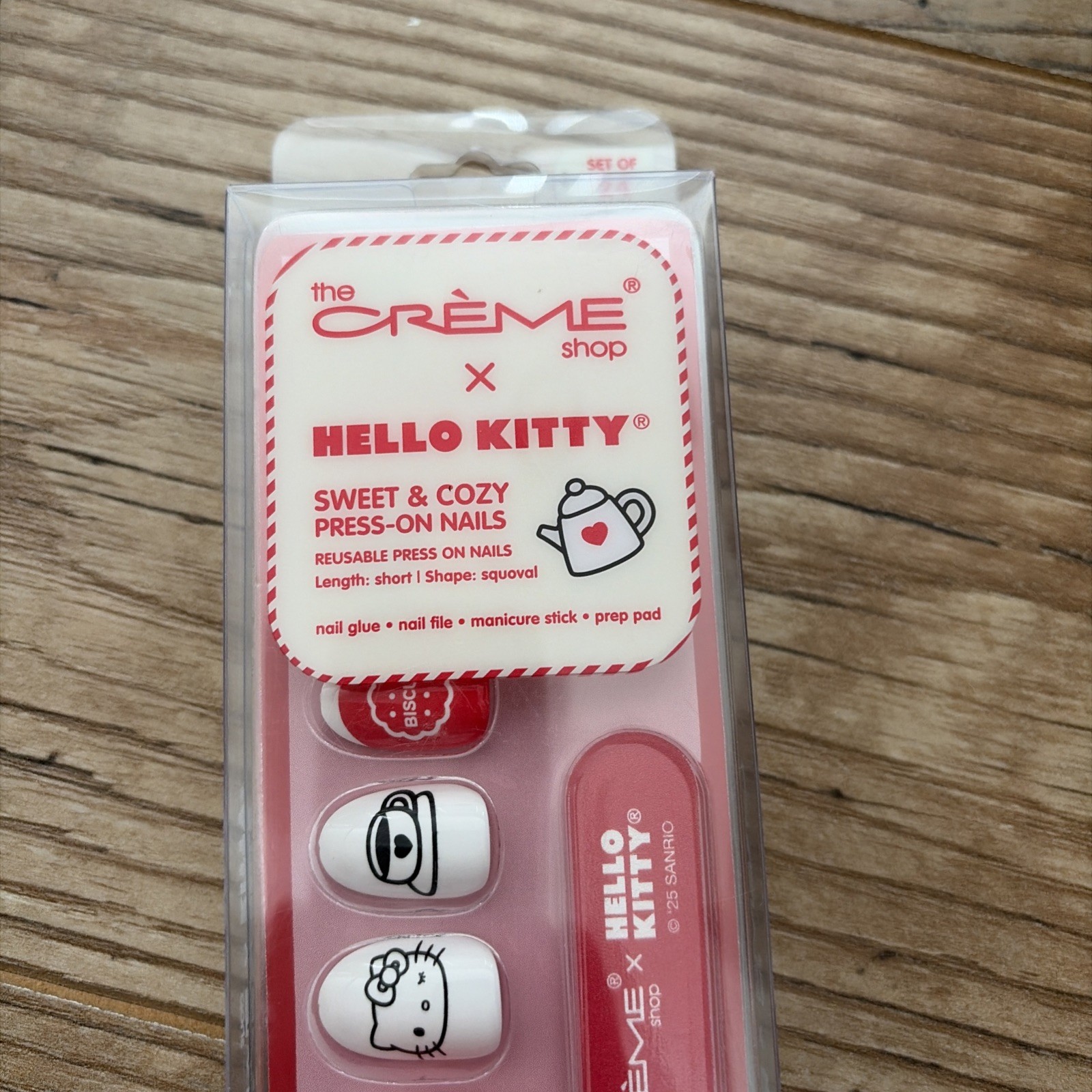 The Crème Shop Press On Nails Hello Kitty 24 Nails Velvet Sparkle Brand New