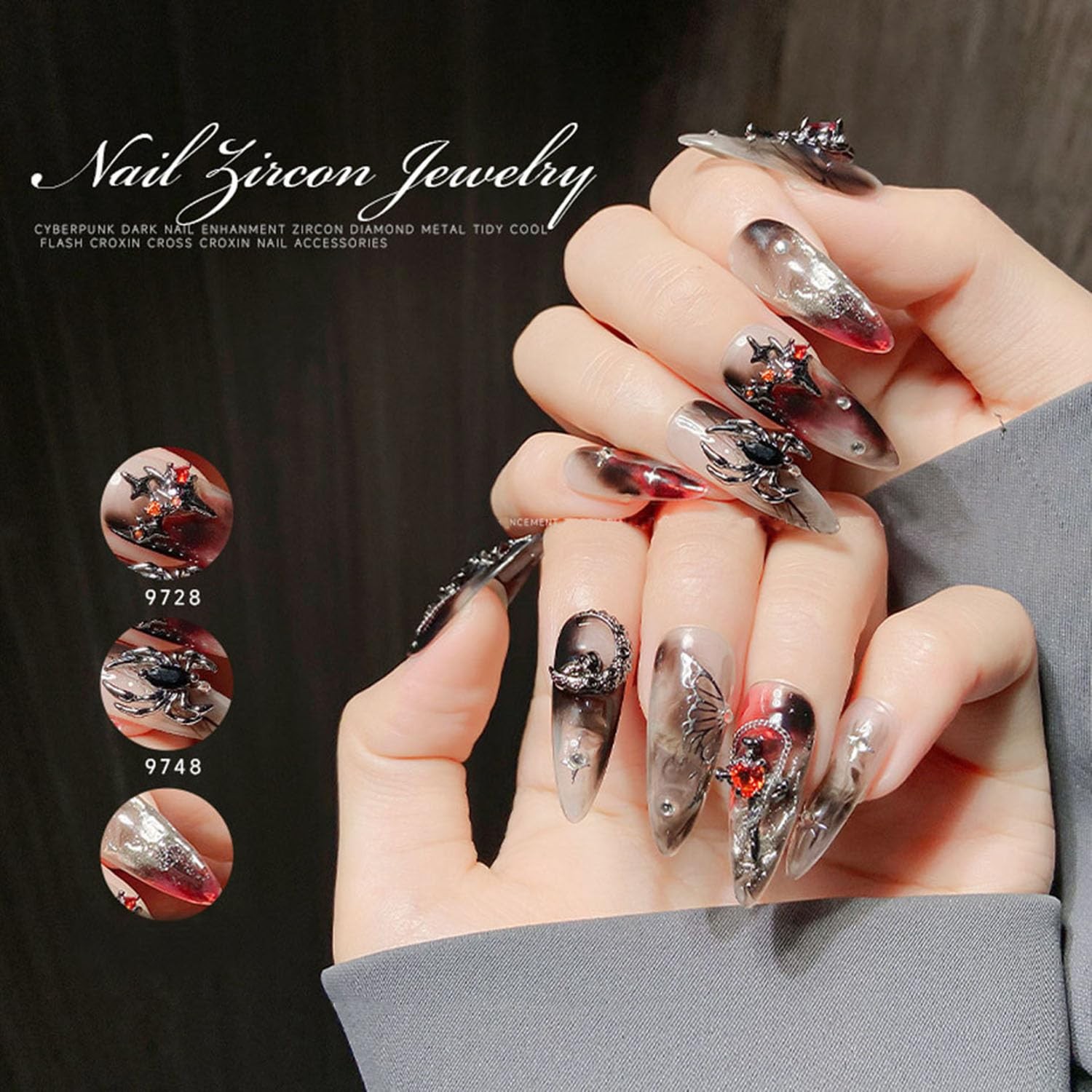 Halloween Nail Charms 22PCS 3D Alloy Spider Skull Halloween Nail Art Charms V…