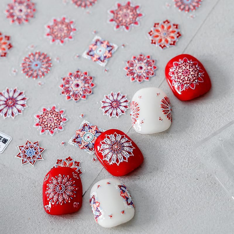 5D Embossed Nail Stickers Flower Nail Art Stickers Decals Self-Adhesive Floral N