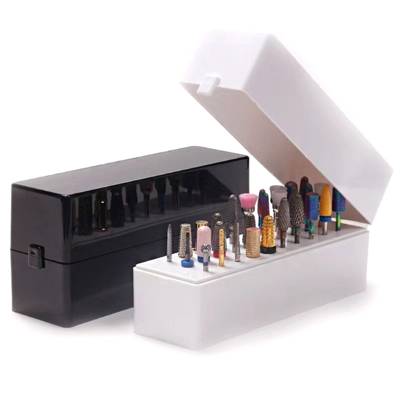 30/48 Holes Nail Art Drill Bits Storage Box Grinding Polish Head Bit Holder