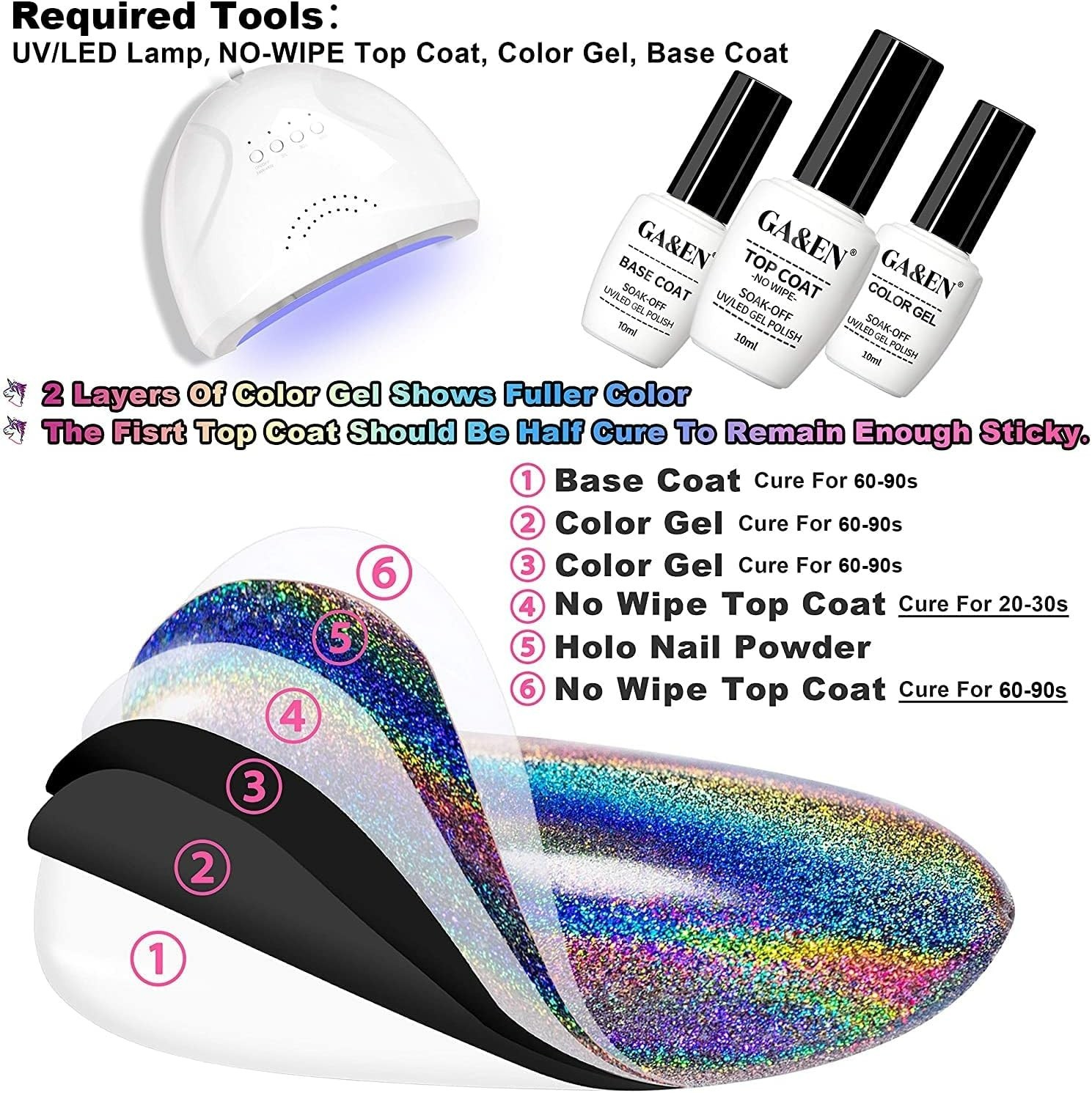 Holographic Nail Polishing Powder Fine Rainbow Holo Unicorn Mirror Laser Effe…