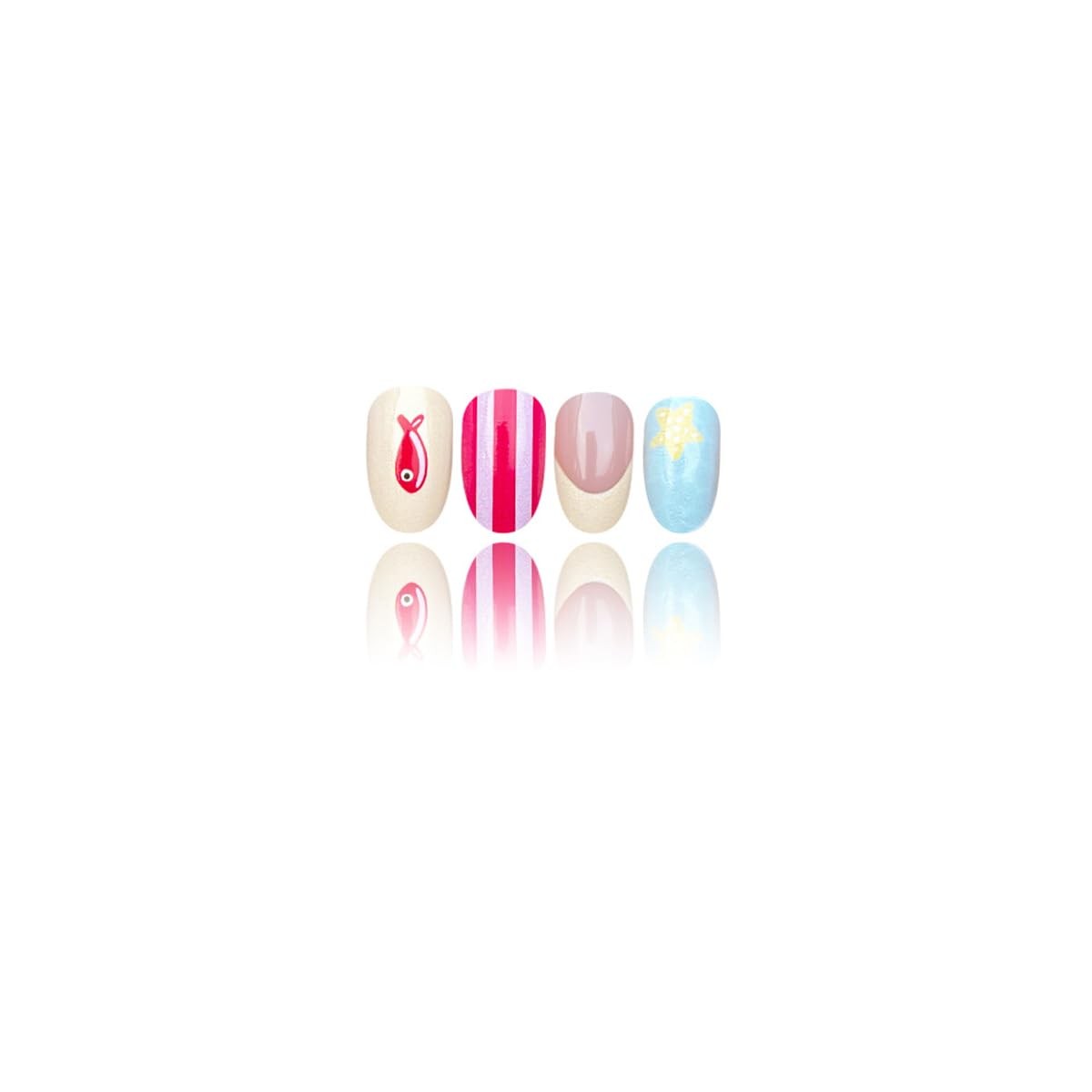 KASOICRA Medium Star Fish Flower Oval Press On Nails