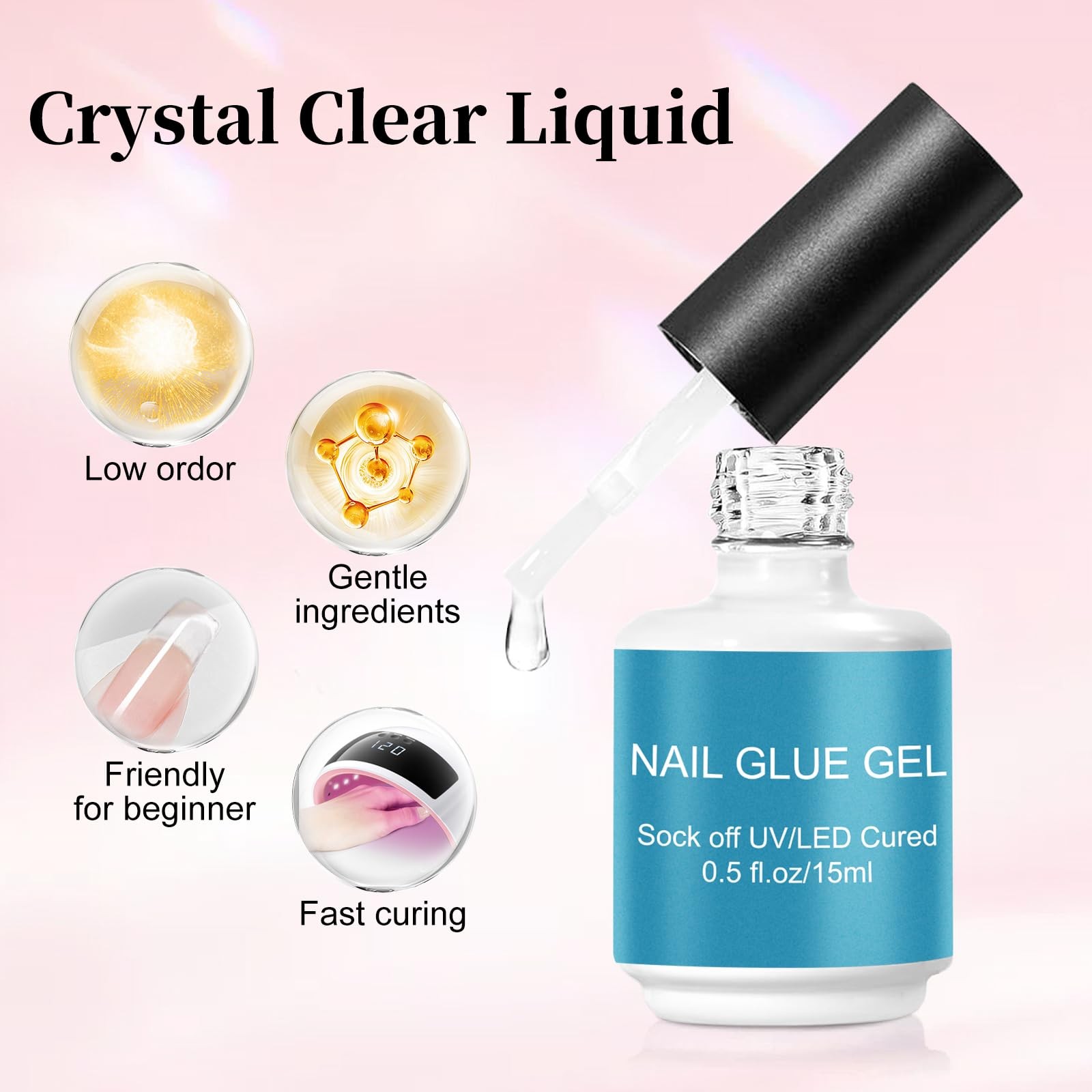 Nail Glue for Press On Nail Adhesive, Long Lasting Glue for False Nails & Tip…