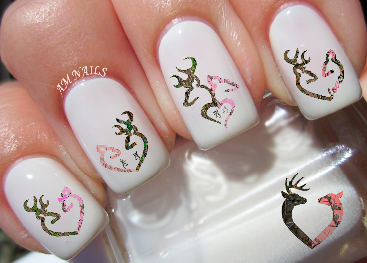 Pink Camo Nail Art Stickers Transfers Decals Set of 44 – A1229