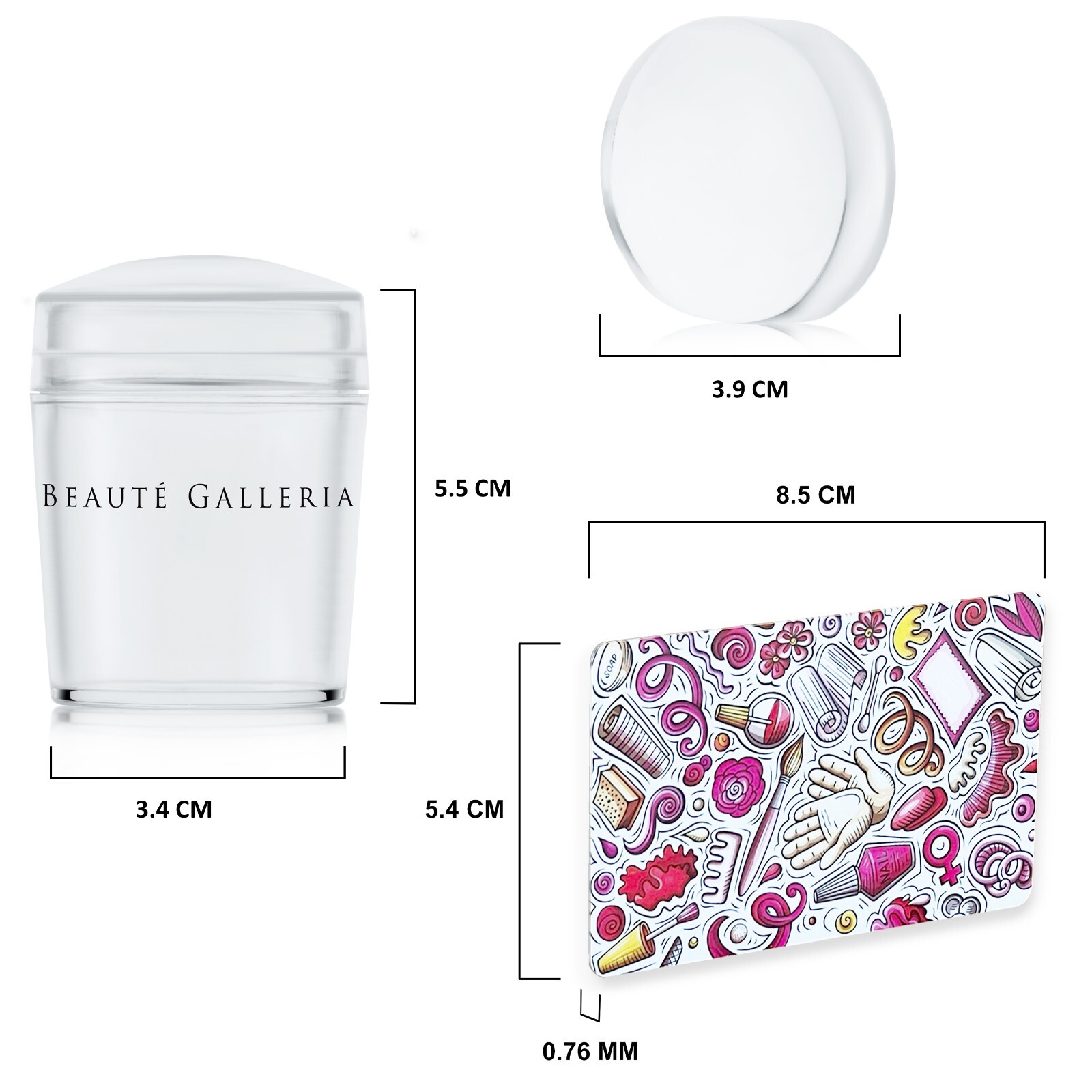 Nail Art Stamper and Scraper Bundle Set, Nail Stamping Tool, 4 Pieces